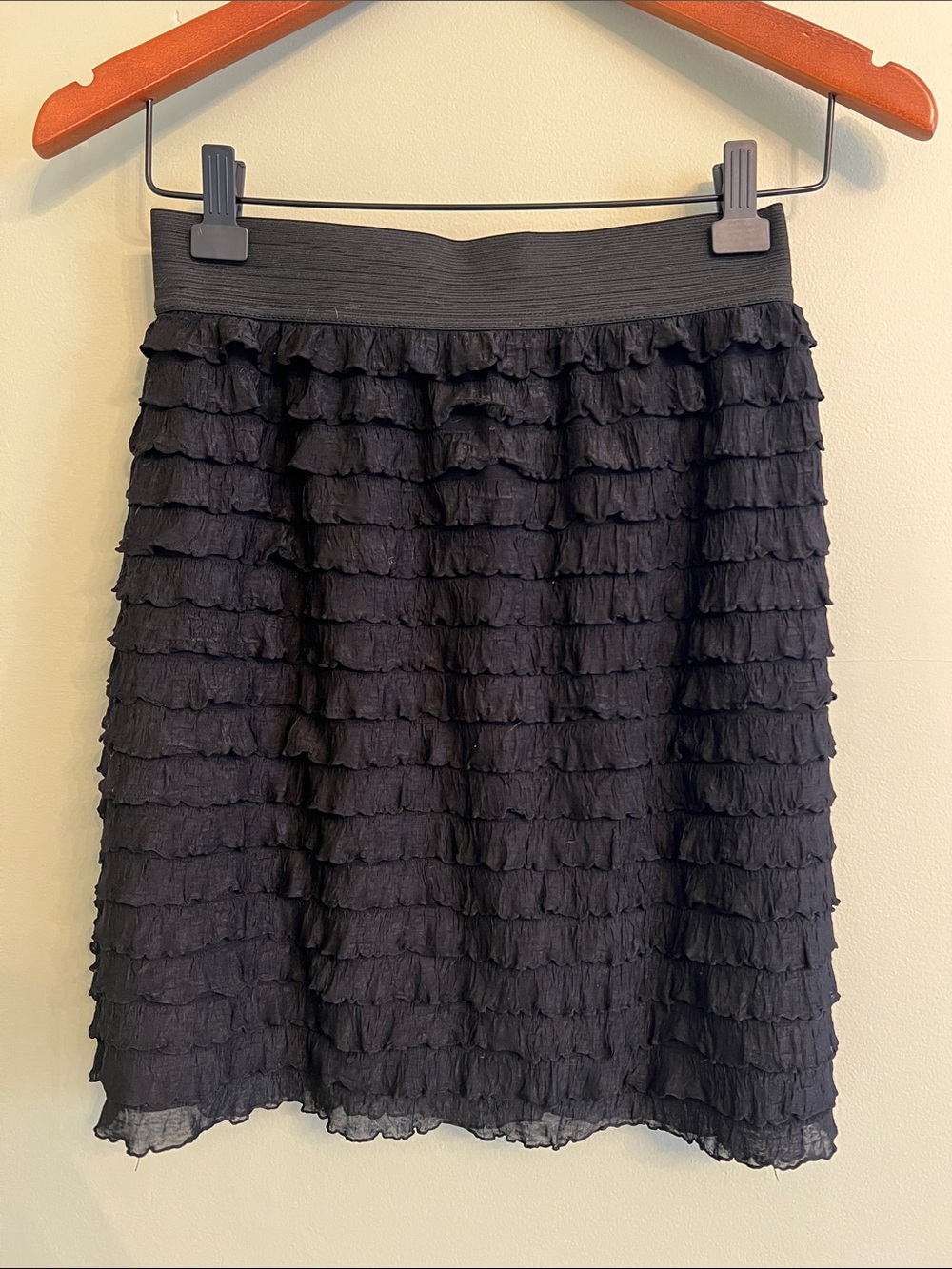 Black Tiered Ruffle Skirt with Elastic Waist